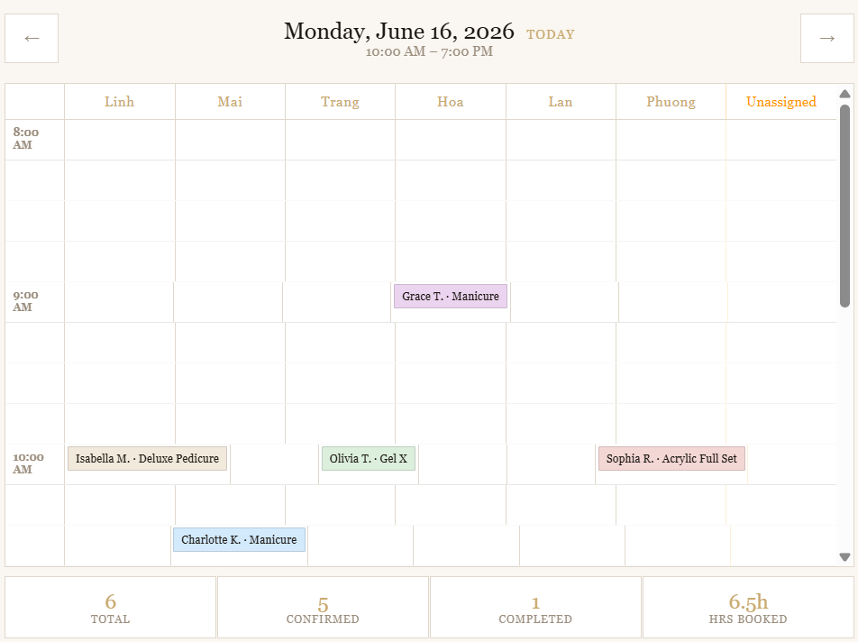 TurnBook calendar view