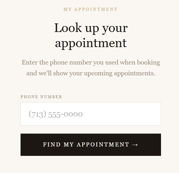 TurnBook client — look up appointment by phone
